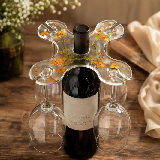 Handcrafted Pressed Flower Resin Wine Glass Holder